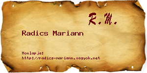 Radics Mariann névjegykártya